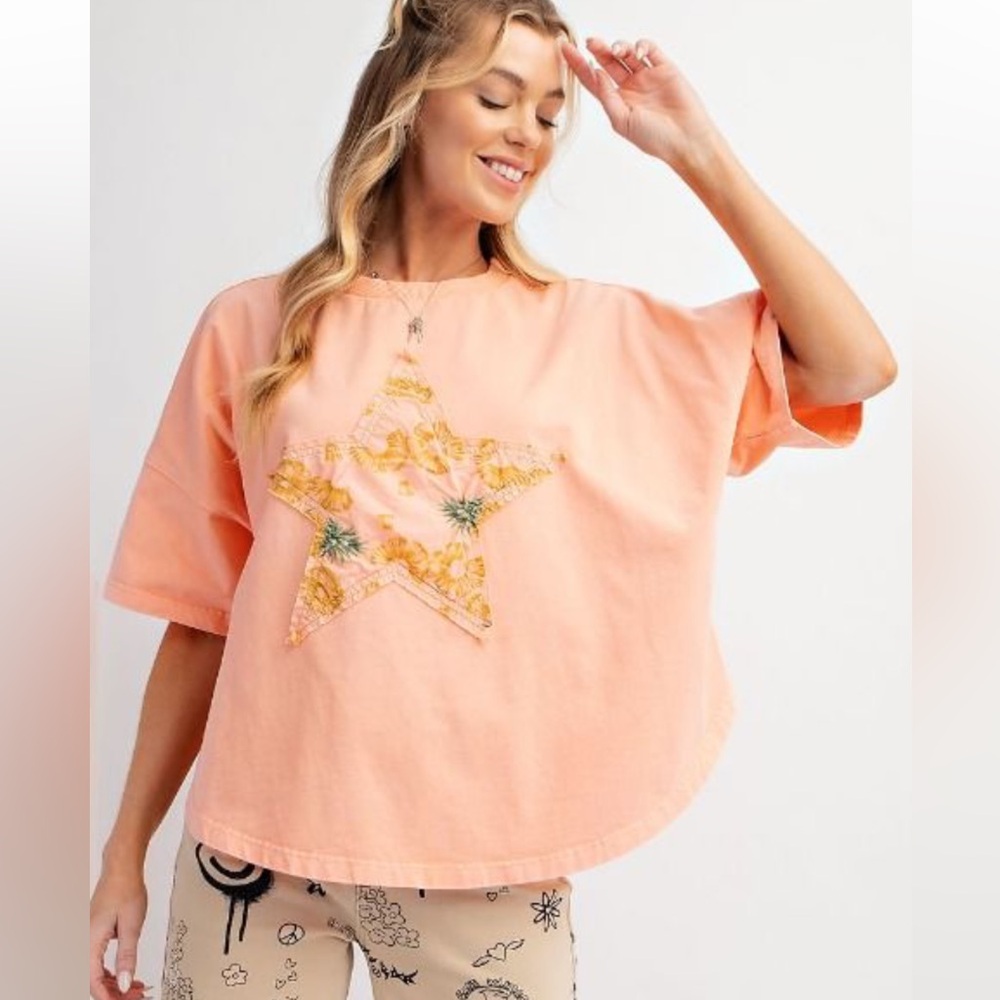 EASEL Peach Star Plus Size Mineral Washed NWT - Picture 3 of 5